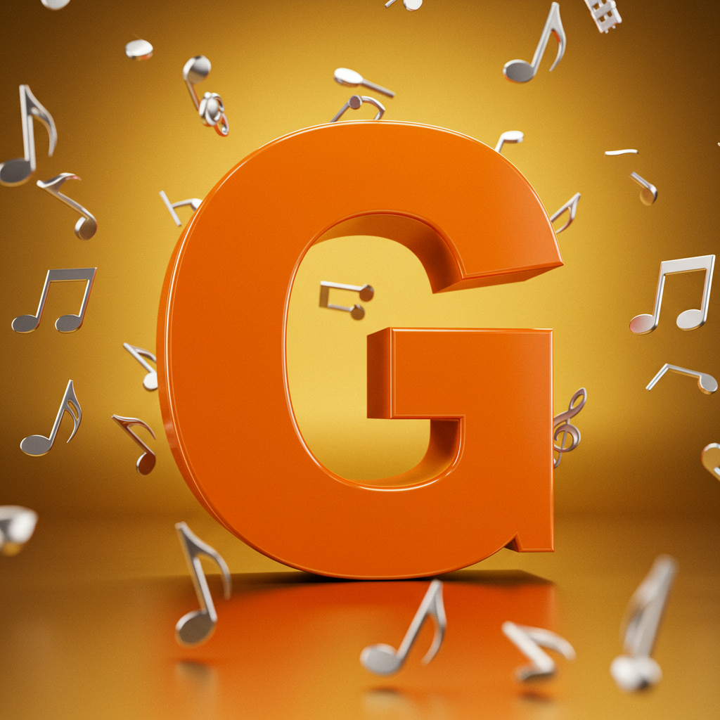 Silver music notes — letter G (variant 2)