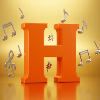 Silver music notes — letter H