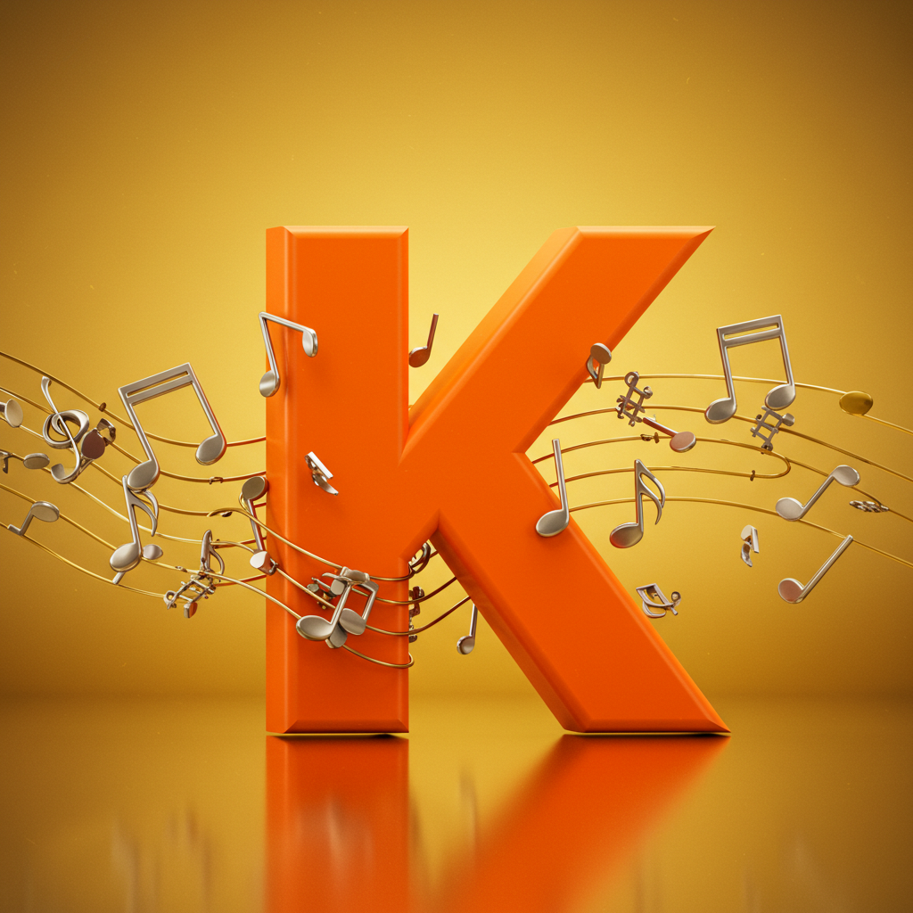 Silver music notes — letter K (variant 2)
