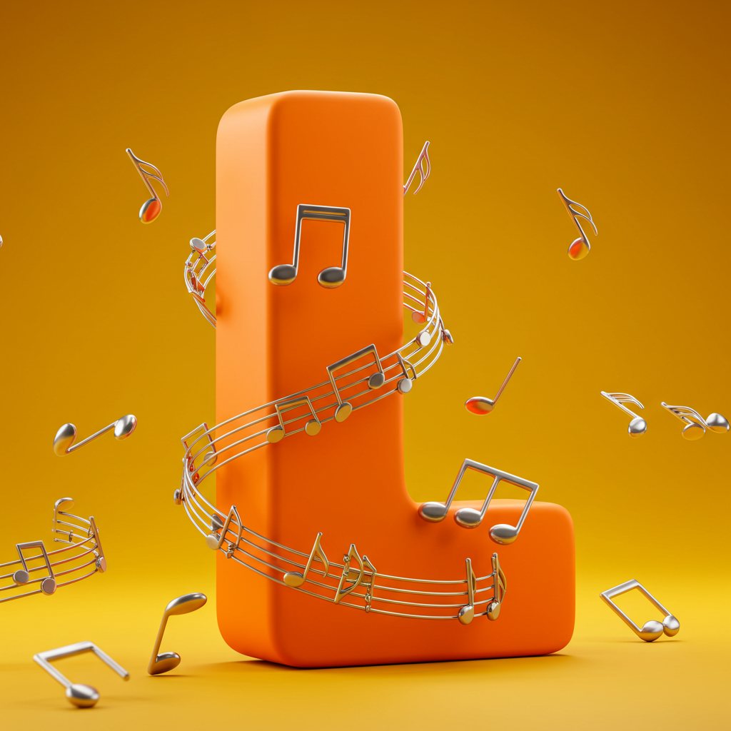 Silver music notes — letter L