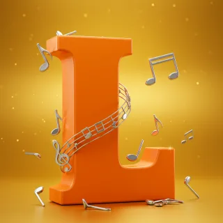 Silver music notes — letter L (variant 2)