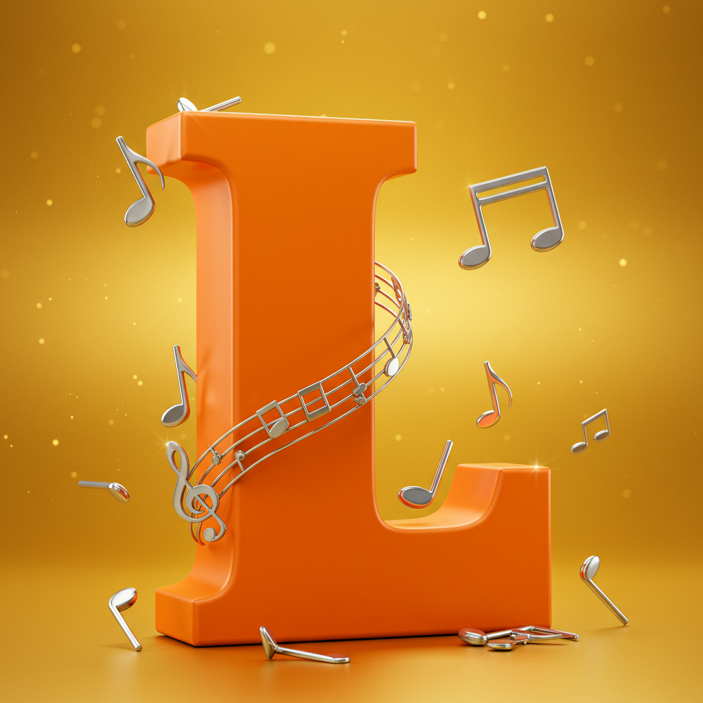 Silver music notes — letter L (variant 2)