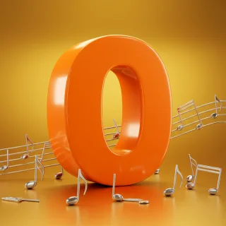 Silver music notes — letter O (variant 2)