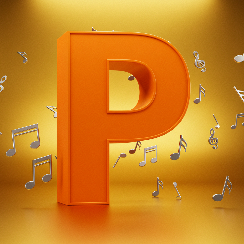 Silver music notes — letter P