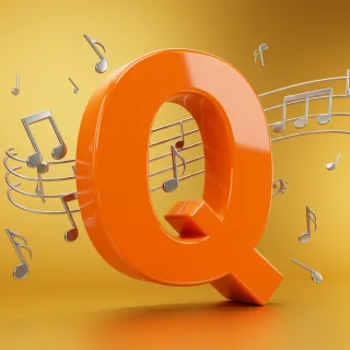 Silver music notes — letter Q