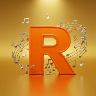 Silver music notes — letter R (variant 2)