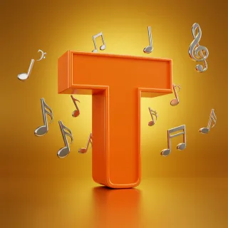Silver music notes — letter T