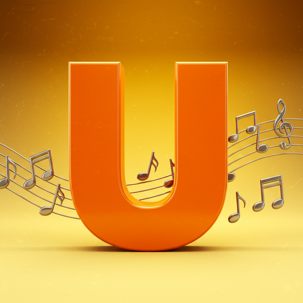 Silver music notes — letter U