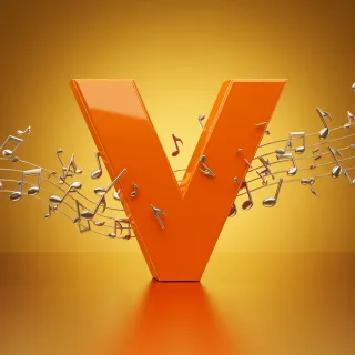 Silver music notes — letter V (variant 2)
