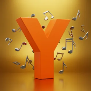 Silver music notes — letter Y (variant 2)