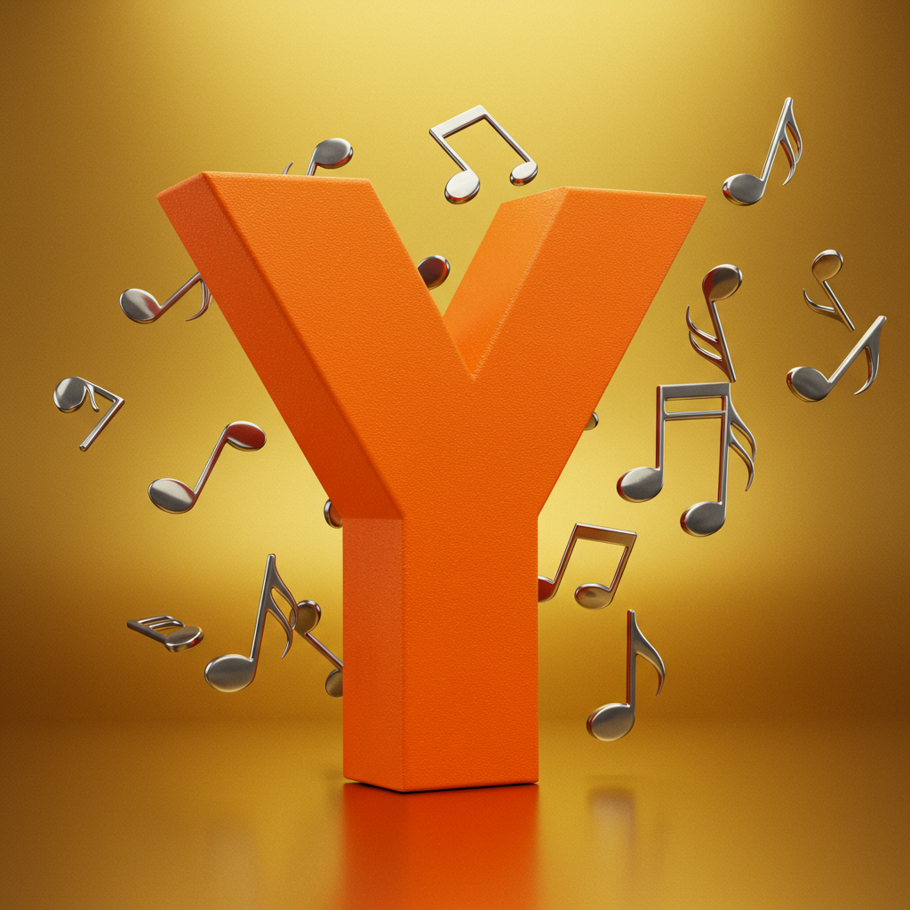 Silver music notes — letter Y (variant 2)