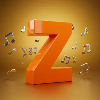 Silver music notes — letter Z