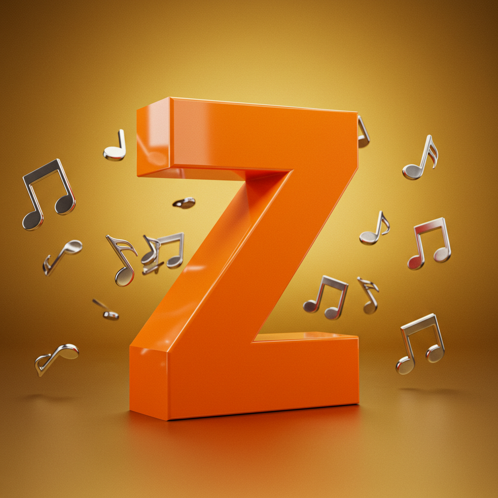 Silver music notes — letter Z