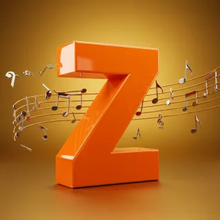 Silver music notes — letter Z (variant 2)