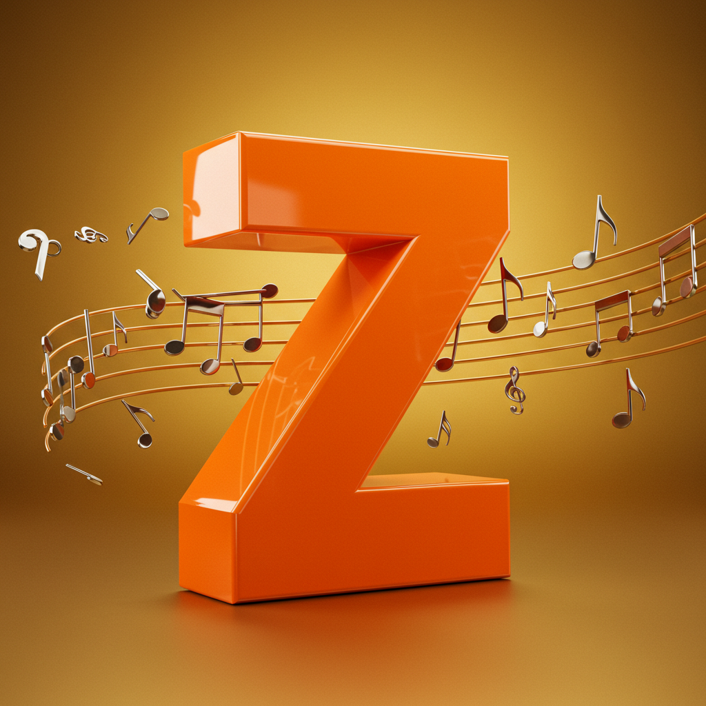 Silver music notes — letter Z (variant 2)