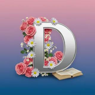 Silver with roses — letter D