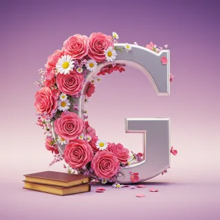 Silver with roses — letter G (variant 2)