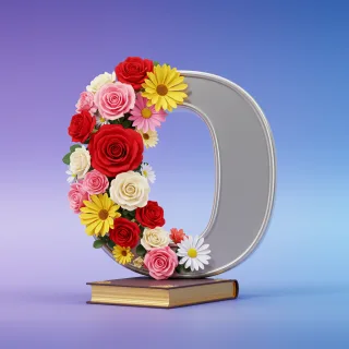 Silver with roses — letter O