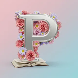Silver with roses — letter P