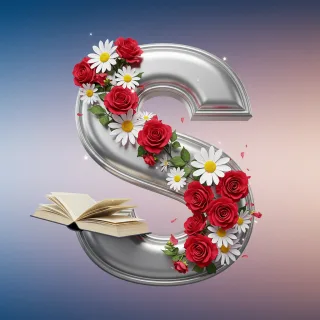 Silver with roses — letter S (variant 2)