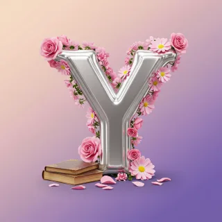 Silver with roses — letter Y