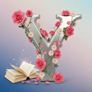 Silver with roses — letter Y (variant 2)