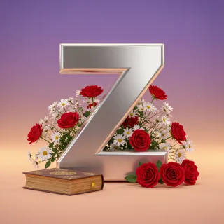 Silver with roses — letter Z