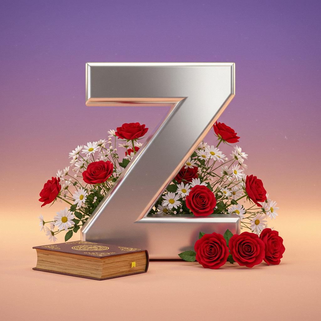 Silver with roses — letter Z