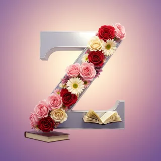 Silver with roses — letter Z (variant 2)