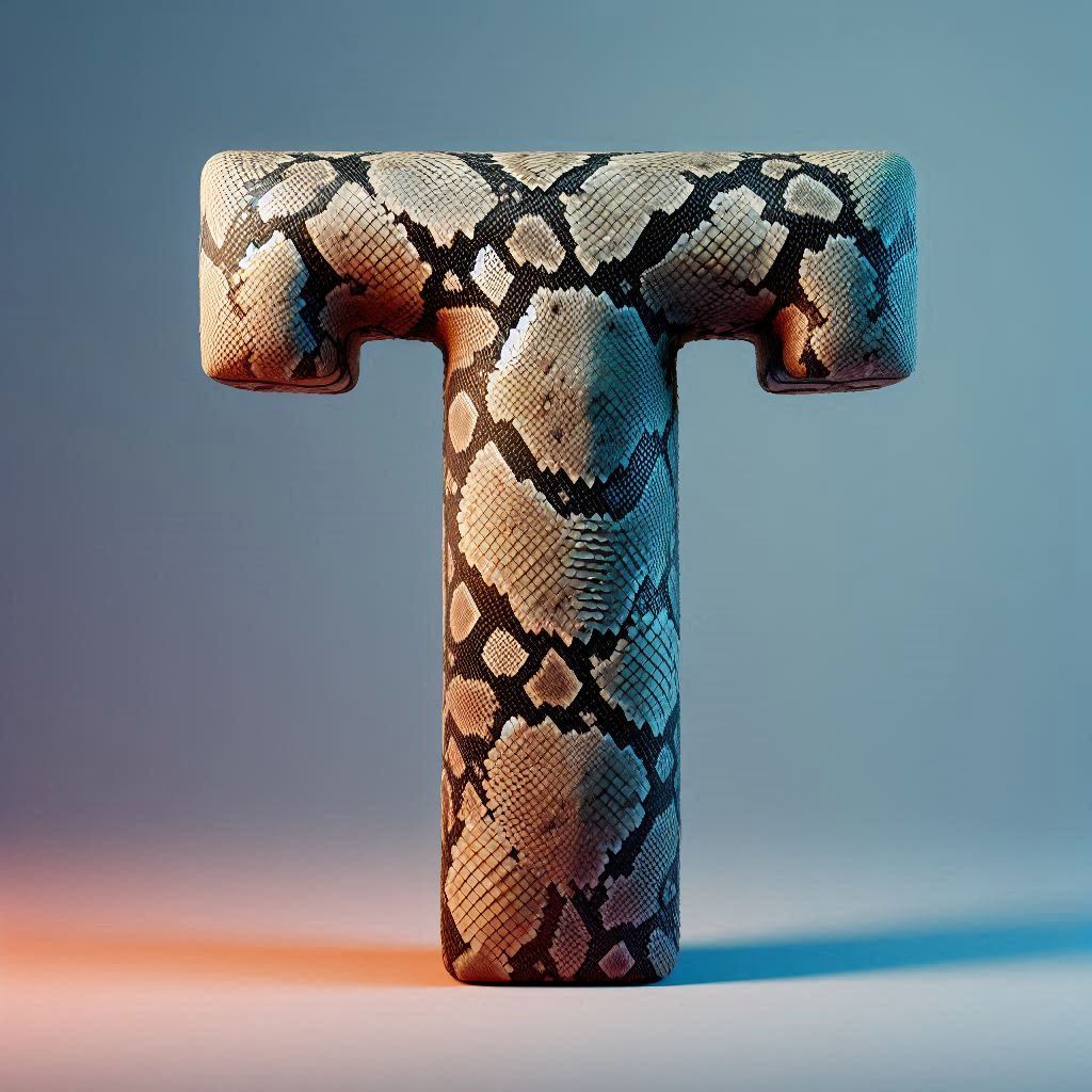 Snake leather — letter T
