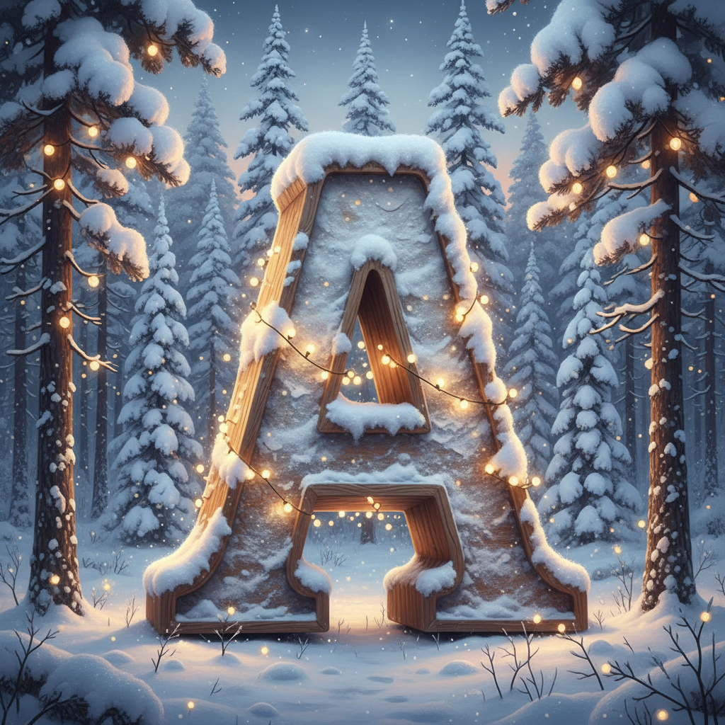 Snow-covered forest — letter A