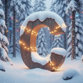 Snow-covered forest — letter C