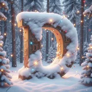 Snow-covered forest — letter D