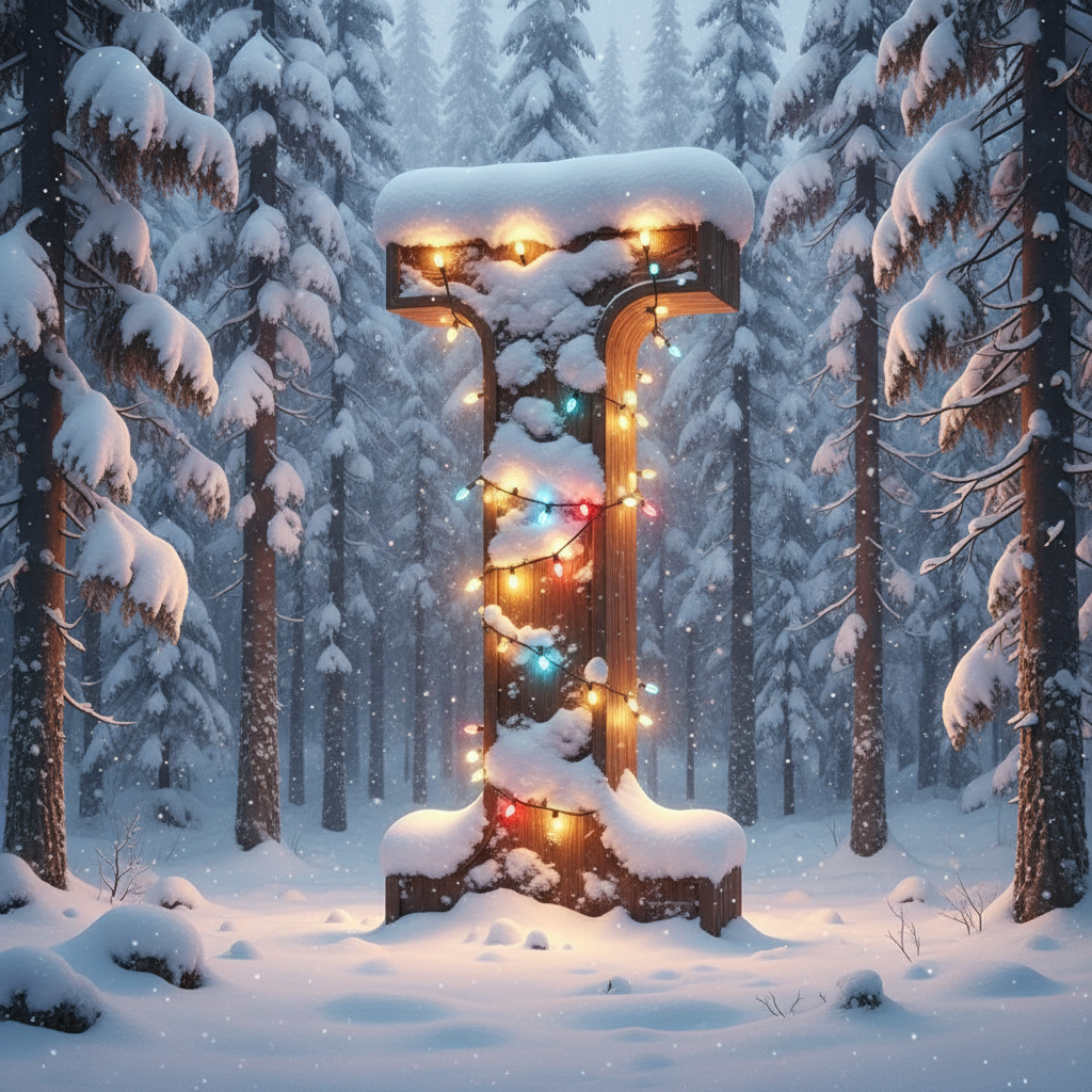 Snow-covered forest — letter I
