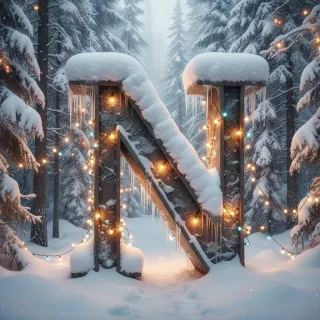 Snow-covered forest — letter N