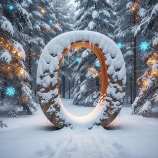 Snow-covered forest — letter O
