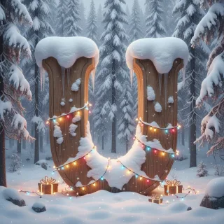 Snow-covered forest — letter U