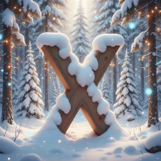 Snow-covered forest — letter X