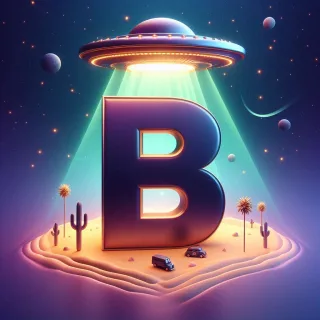 Space and ufo — letter B (variant 2)