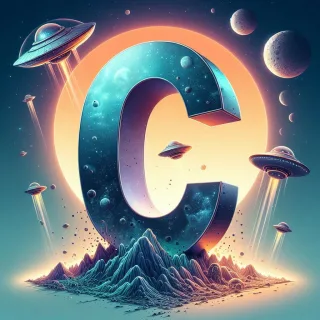 Space and ufo — letter C (variant 2)