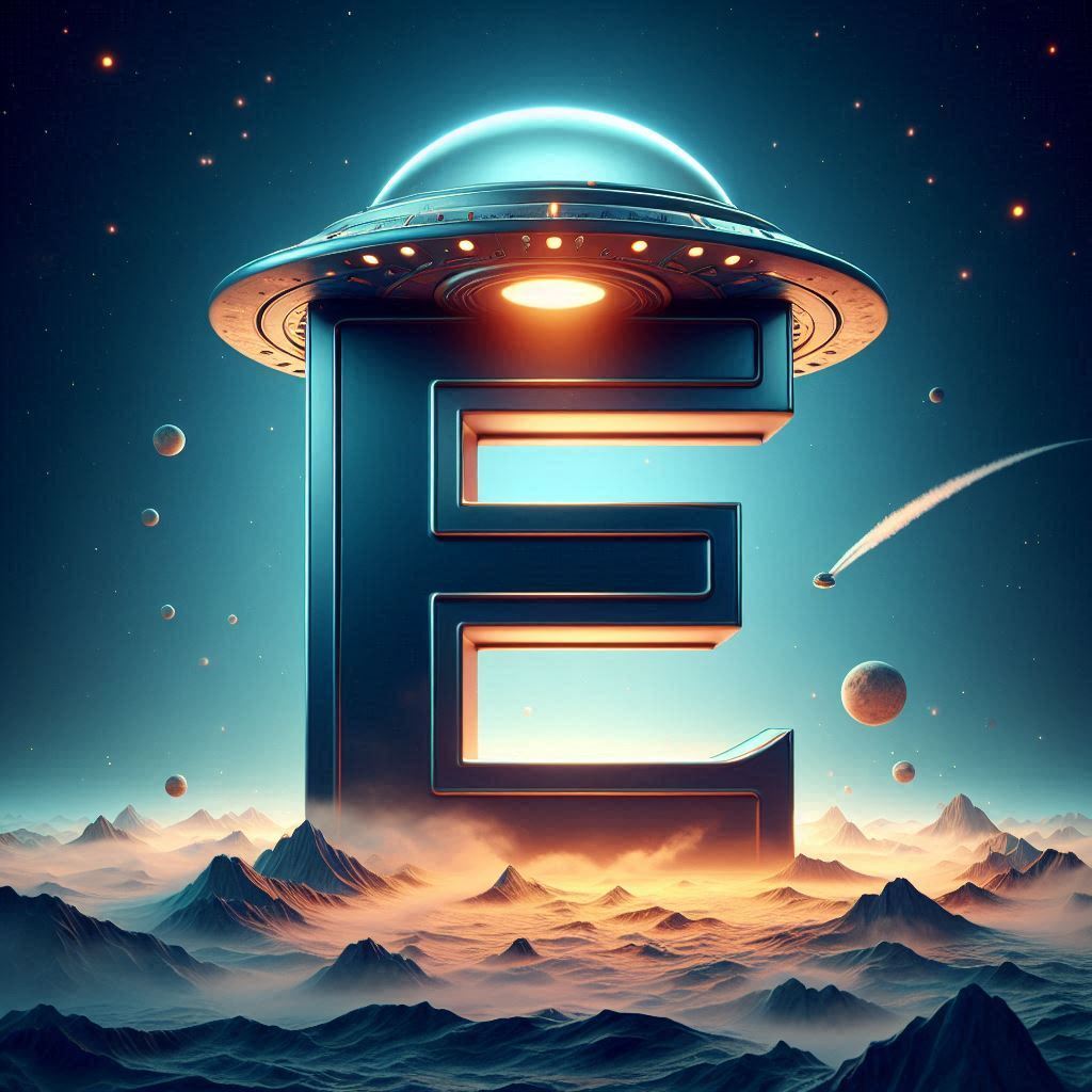 Space and ufo — letter E