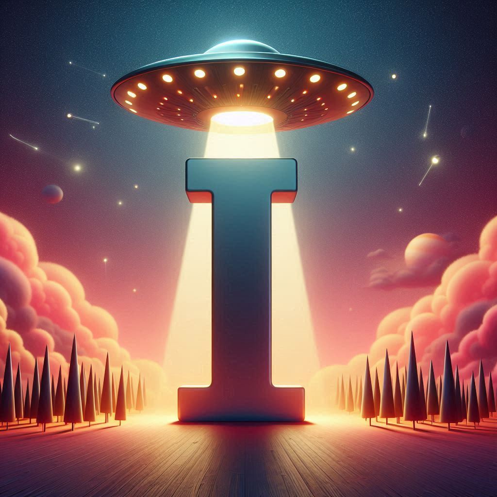 Space and ufo — letter I (variant 2)