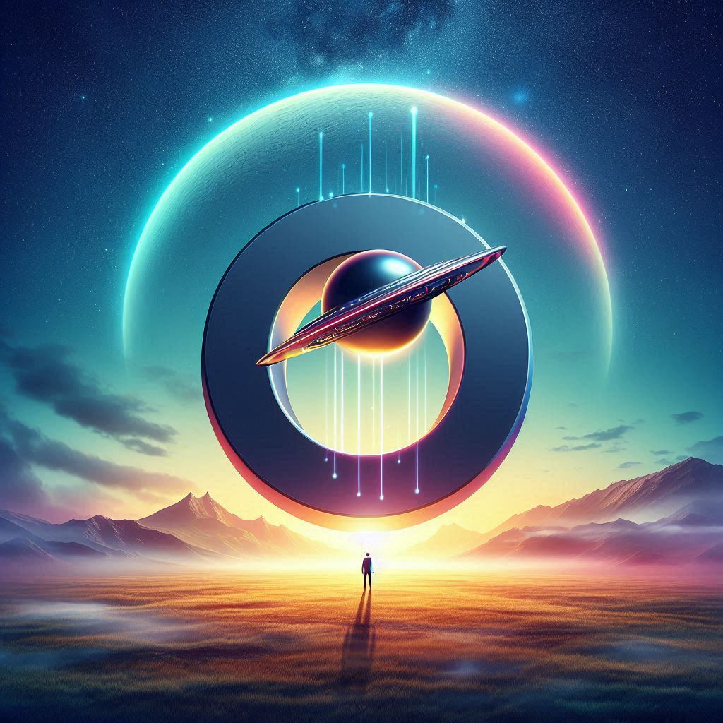 Space and ufo — letter O (variant 2)