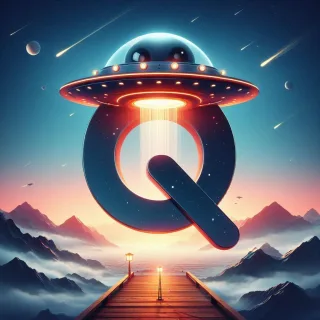 Space and ufo — letter Q