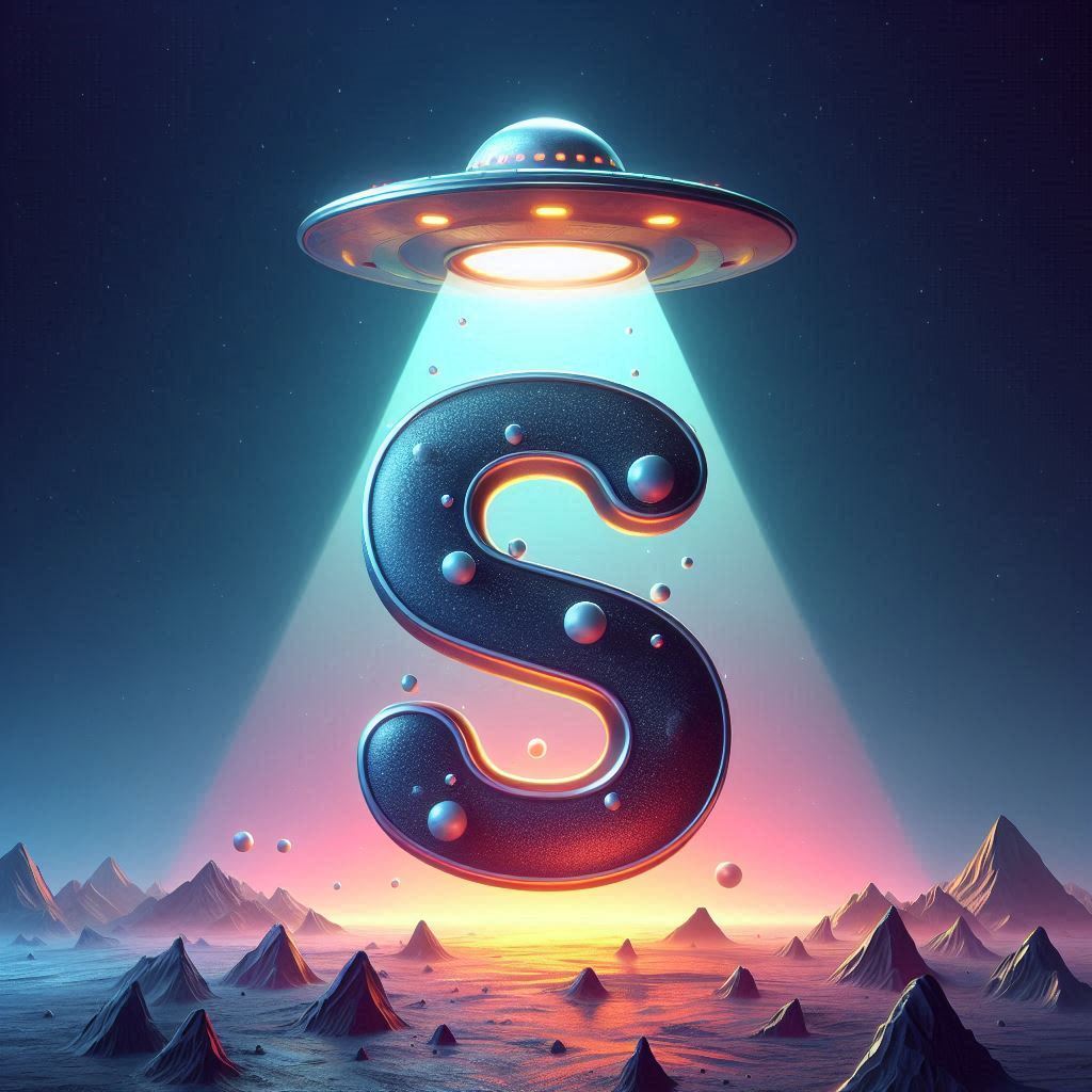 Space and ufo — letter S (variant 2)