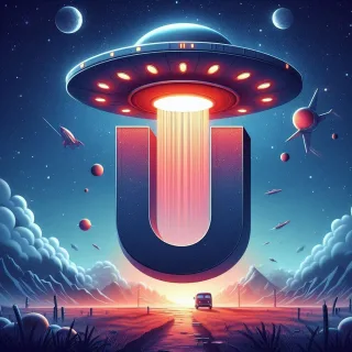 Space and ufo — letter U (variant 2)