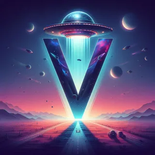 Space and ufo — letter V