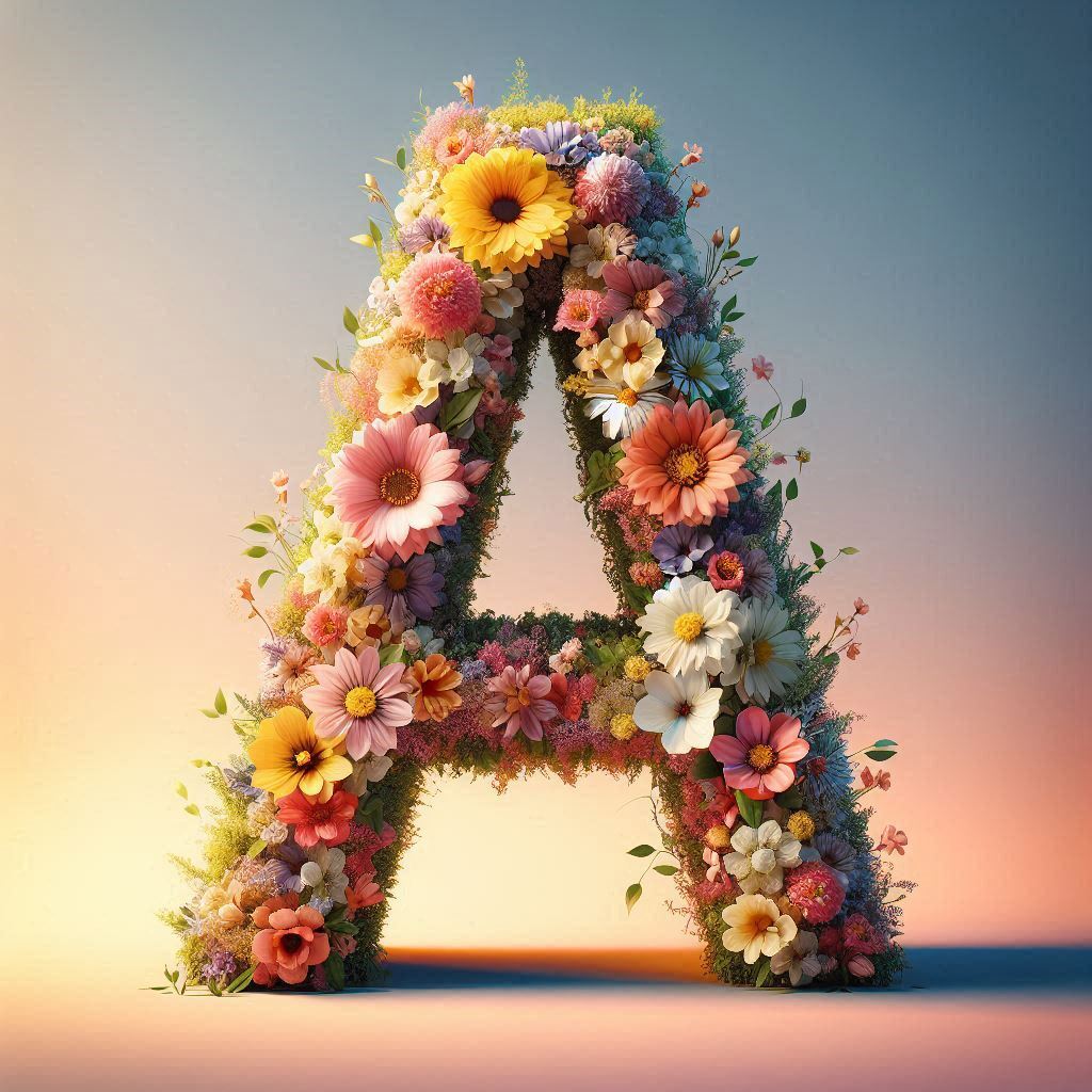 Spring flowers — letter A (variant 2)