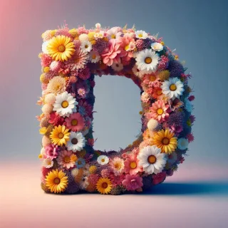 Spring flowers — letter D (variant 2)