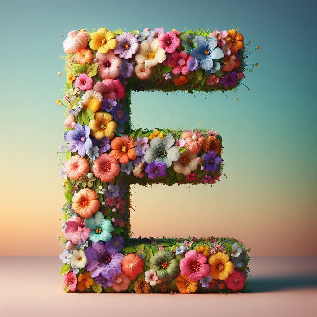 Spring flowers — letter E (variant 2)